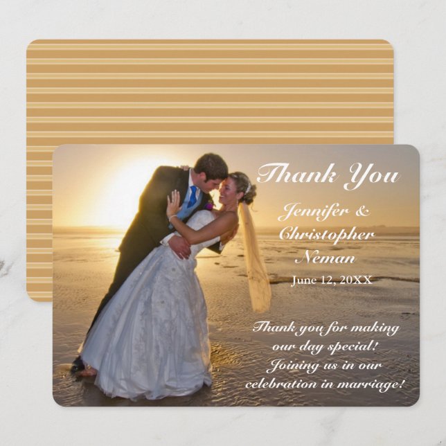 Hochzeitscouple am Sunset Beach Danke Karte (Vorne/Hinten)