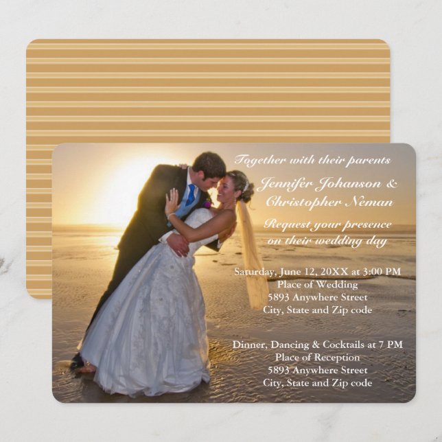 Hochzeitscouple am Sunset Beach Einladung zur Hoch (Vorne/Hinten)