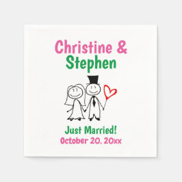 Hochzeitscouple Bride Groom Niedliches Strichmännc Serviette
