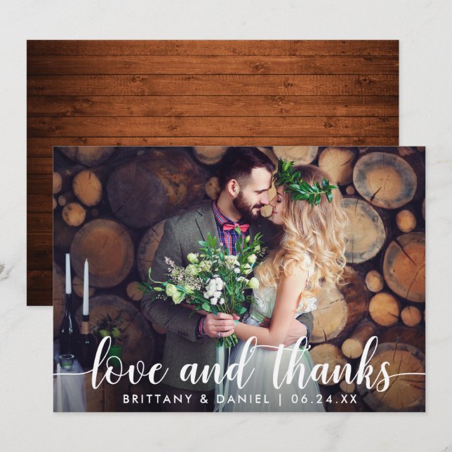 Hochzeitscouple Foto Liebe und Dankerkarte Einladung (Vorne/Hinten)