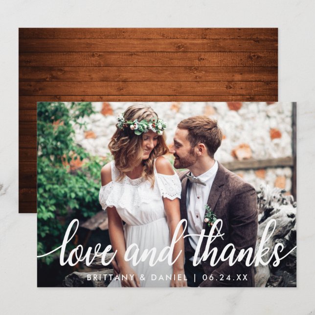 Hochzeitscouple Foto Liebe und Dankerkarte Einladung (Vorne/Hinten)