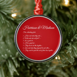 Hochzeitscouple Fun Fakten Skriptnamen Weihnachten Ornament Aus Metall