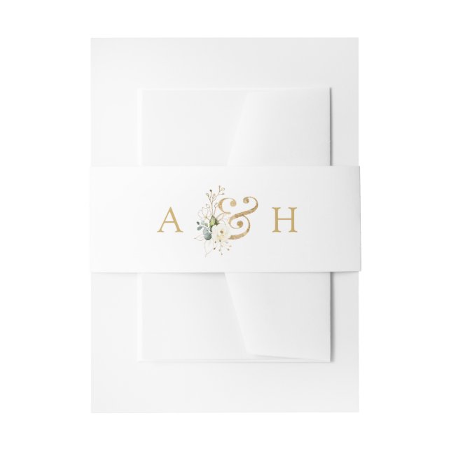 Hochzeitscreme mit weißer Blüte Einladungsbanderole (Vorderseite Beispiel)