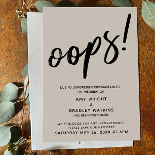 Hochzeitscreme "Oops!" aufgeschoben Ankündigung