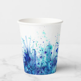 Hochzeitscups mit Blaugras und Aquarellfarben Pappbecher