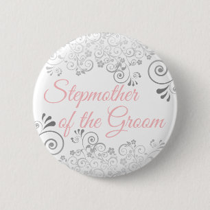 Hochzeitsdame der Groom Pink & Gray Button