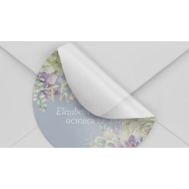 Hochzeitsdanken Chic Watercolor Sukkulente Pflanze Runder Aufkleber