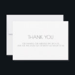 Hochzeitsdanken Dankeskarte<br><div class="desc">Einfache Typografie Hochzeit danke mit Text-Nachricht auf der Vorderseite und Pärchen-Namen in Skript auf der Rückseite der Note Karte.</div>