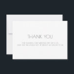 Hochzeitsdanken Dankeskarte<br><div class="desc">Einfache Typografie Hochzeit danke mit Text-Nachricht auf der Vorderseite und Pärchen-Namen in Skript auf der Rückseite der Note Karte.</div>