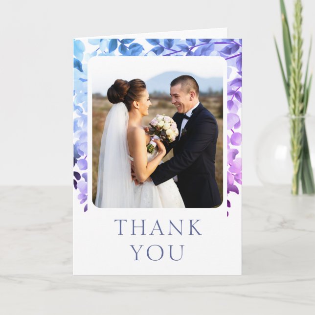 Hochzeitsdanken Foto Watercolor Floral Dankeskarte (Vorderseite)