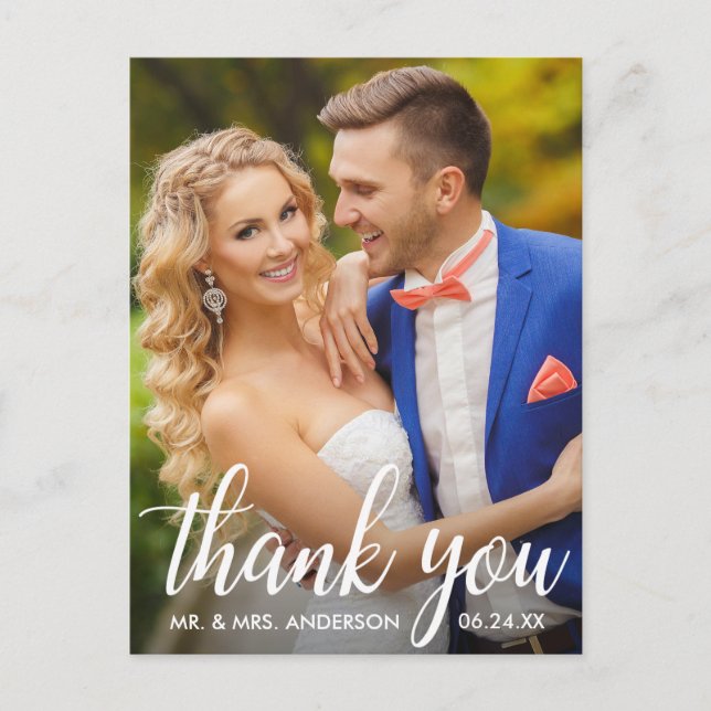 Hochzeitsdanken für Ihr Foto Brie and Groom Postkarte (Vorderseite)