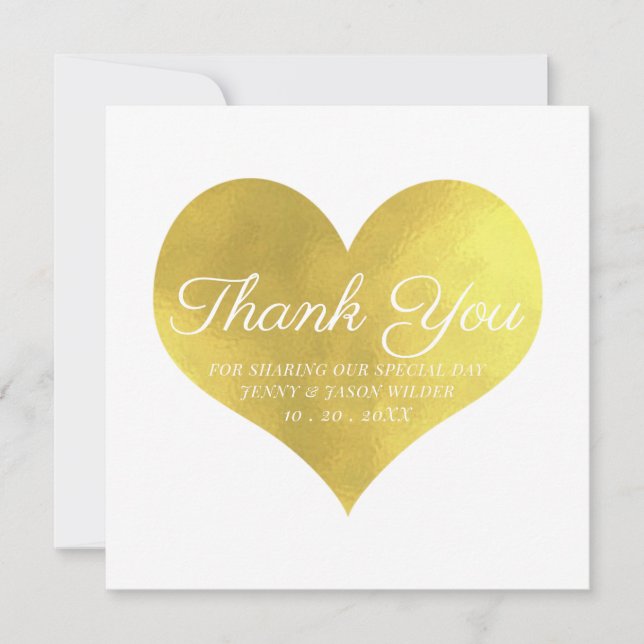 Hochzeitsdanken Imitate Gold Foil Dankeskarte (Vorderseite)