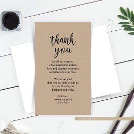 Hochzeitsdanken, Moderne Rustikale Braun Kraft Enc Begleitkarte