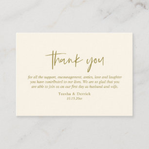 Hochzeitsdanken, Modernes einfaches Script Gold Begleitkarte