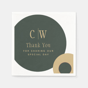 Hochzeitsdanken: Olive Green Gold Mit Monogramm Serviette