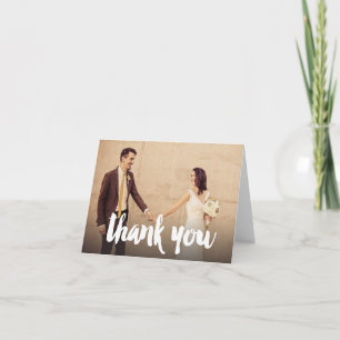 Hochzeitsdanken Sie Brush Lettering Foto Gruß Dankeskarte