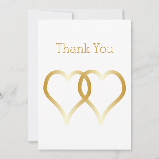 Hochzeitsdanken Sie Card Gold Hearts Dankeskarte (Vorderseite)