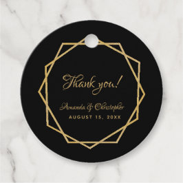 Hochzeitsdanken Sie Gold Black Elegant Geometric Geschenkanhänger