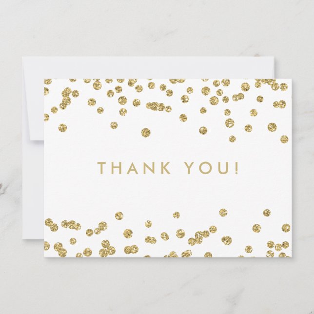 Hochzeitsdanken Sie Gold Imitate Glitzer Confetti  Dankeskarte (Vorderseite)