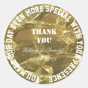 Hochzeitsdanken Sie Namen Couple Date Gold Bridal Runder Aufkleber