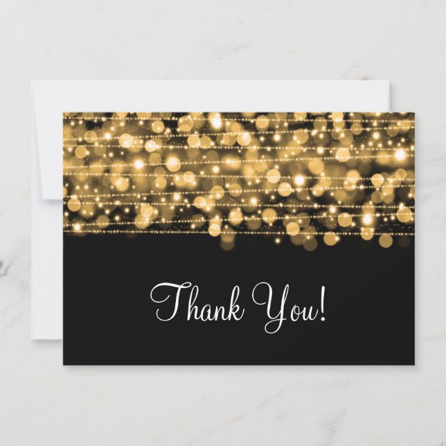 Hochzeitsdanken Sie Notiz Party Glitzern Gold Dankeskarte (Vorderseite)