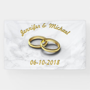 Hochzeitsdatum Braut & Bräutigam anpassbare Goldri Banner