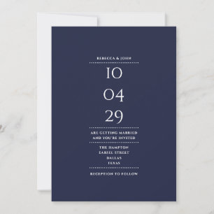 Hochzeitsdatum für Minimalistisches blaues Foto Einladung