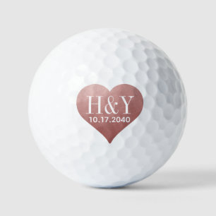 Hochzeitsdatum Rosen Gold Rosa Herz  Golfball
