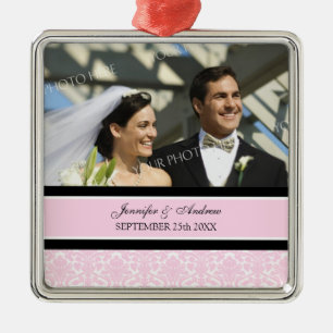 Hochzeitsdekoration Geschenk Rosa Schwarz Damast Ornament Aus Metall