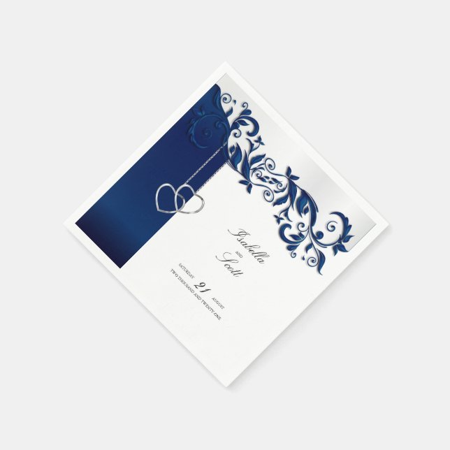 Hochzeitsdesign für Navy Blue Floral Serviette (Ecke)