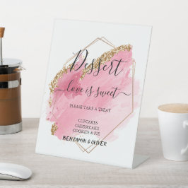 Hochzeitsdessert Bar Liebe Süß und kundenfreundlic Sockelschild
