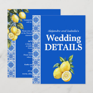 💙🍋  Hochzeitsdetails Azul & Limone Romance Begleitkarte