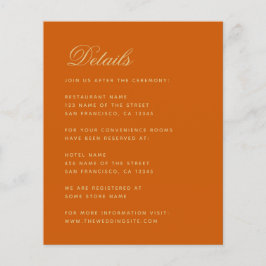 Hochzeitsdetails Burnt Orange Budget Enclosure Car