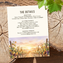 Hochzeitsdetails der Sunset Vineyard Landschaft Begleitkarte