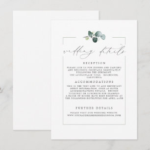 Hochzeitsdetails Eukalyptus Greenery Moderne Karte