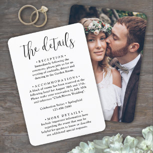 Hochzeitsdetails • Foto und trendy elegante Schrif Begleitkarte