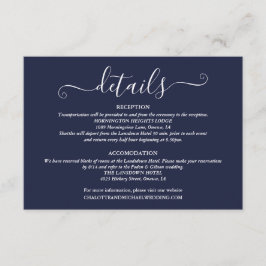 Hochzeitsdetails Frühlingsleuchten Script Navy Blu Begleitkarte