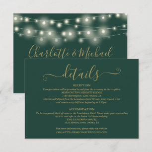 Hochzeitsdetails Frühlingsleuchten Skript Grün Gol Begleitkarte