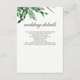 Hochzeitsdetails - Grüne Hochzeit Begleitkarte