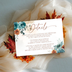 Hochzeitsdetails im Boho-Stil mit Fall Teal und Bu Begleitkarte
