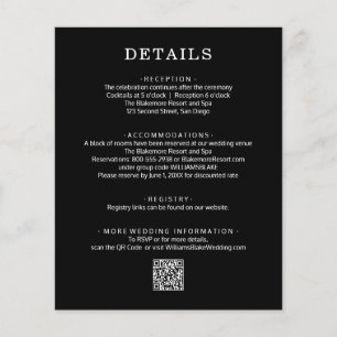 Hochzeitsdetails im QR-Code-Format Schwarz-Weiß Flyer