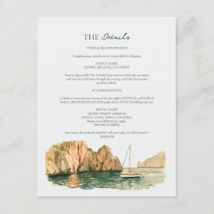 Hochzeitsdetails im Wasserfarbenstil Capri Segelbo Begleitkarte