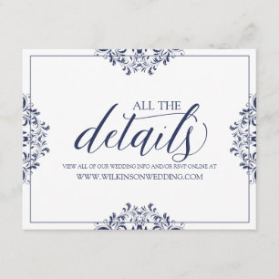 Hochzeitsdetails / Info-Karte Elegant Navyblau Begleitkarte