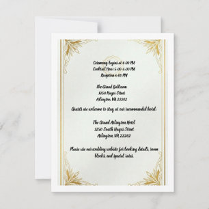 Hochzeitsdetails Karte Minimalistisch Gold Acryl I