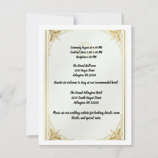 Hochzeitsdetails Karte Minimalistisch Gold Acryl I