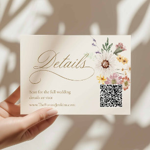 Hochzeitsdetails Karte mit QR-Code im Wildblumen-D