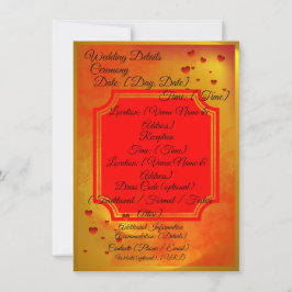 Hochzeitsdetails Karte Rot & Gelb | Traditionell