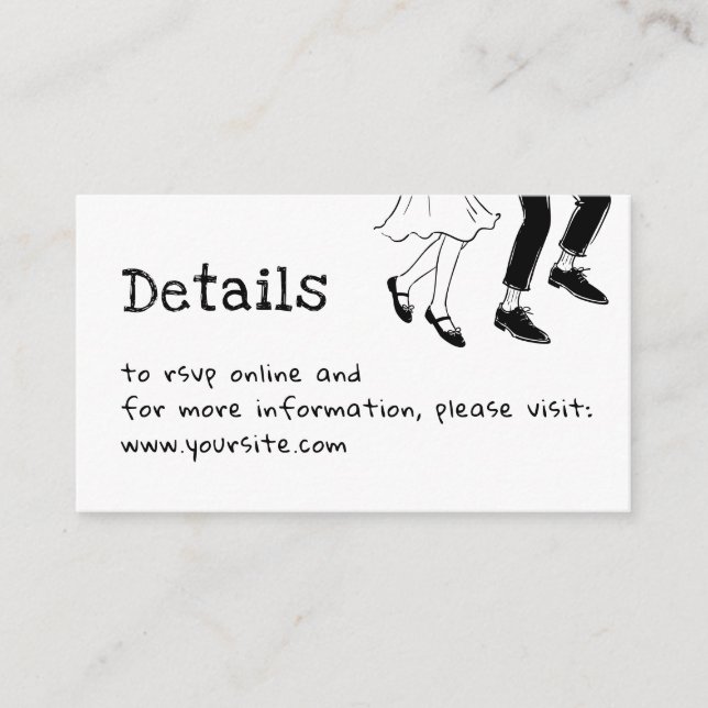 Hochzeitsdetails mit Doodle-Design + QR-Code | Sch Begleitkarte (Vorderseite)