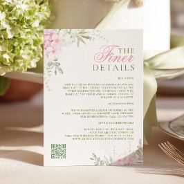 Hochzeitsdetails mit rosa Hortensie Begleitkarte