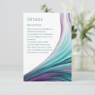 Hochzeitsdetails - Moderne, Abstrakt-Lila und Aqua Begleitkarte